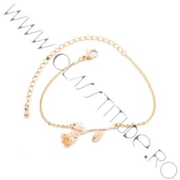 Bratara cu Charm Floare de Trandafir placata 24K Rose 1 Bratara cu Charm Floare de Trandafir placata 24K Rose