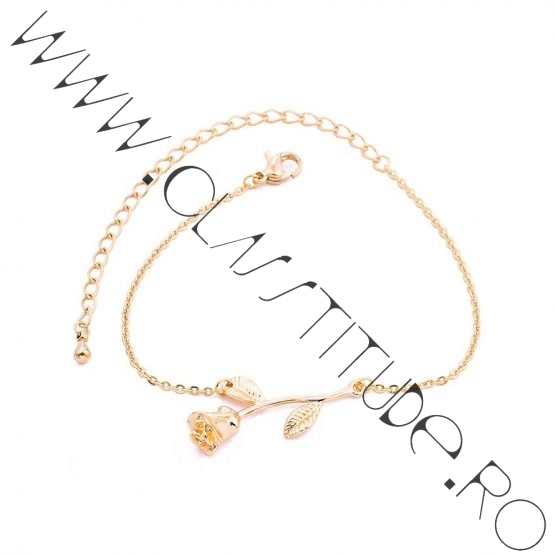 Bratara cu Charm Floare de Trandafir placata 24K Rose