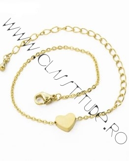 Bratara placata 24K cu Pandantiv Inimioara Gold