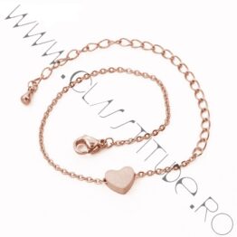 Bratara placata 24K cu Pandantiv Inimioara Rose Bratara placata 24K cu Pandantiv Inimioara Rose