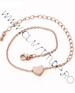 Bratara placata 24K cu Pandantiv Inimioara Rose