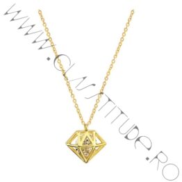Lantisor cu Charm tip Diamant din Otel Placat 24k Auriu