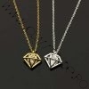 Lantisor cu Charm tip Diamant din Otel Placat 24k Auriu