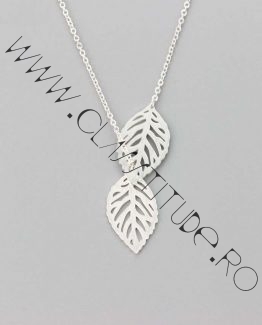 Lantisor cu Pandantiv Frunza din Otel Inoxidabil Argintiu