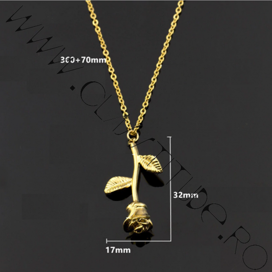 Lantisor din aliaj cu Pandantiv Floare de Trandafir Gold 2 Lantisor din aliaj cu Pandantiv Floare de Trandafir Gold