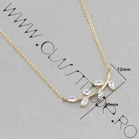 Lantisor cu Pietre tip Swarovski din Inox Placat 24k Auriu