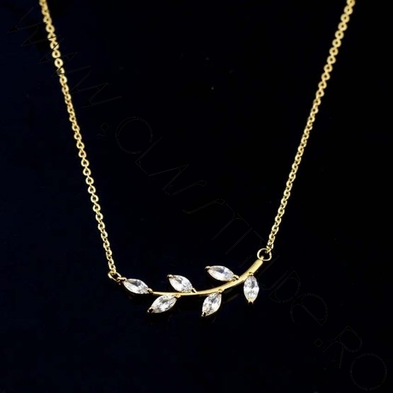 Lantisor cu Pietre tip Swarovski din Inox Placat 24k Auriu