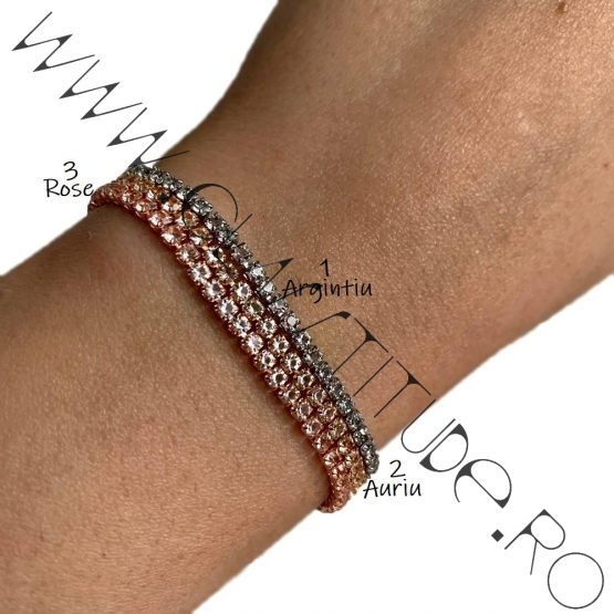 Bratara Tennis reglabila cu diamante tip Zirconiu Auriu 2 Bratara Tennis reglabila cu diamante tip Zirconiu Auriu