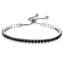 Bratara Tennis reglabila cu cristale tip Swarovski Black 1 Bratara Tennis reglabila cu cristale tip Swarovski Black