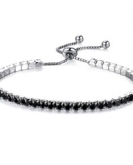 Bratara Tennis reglabila cu cristale tip Swarovski Black