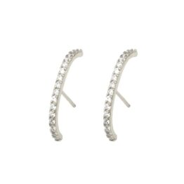 Cercei half hoops cu cristale Zirconia din aliaj Argintiu1 Cercei half hoops cu cristale Zirconia din aliaj Argintiu