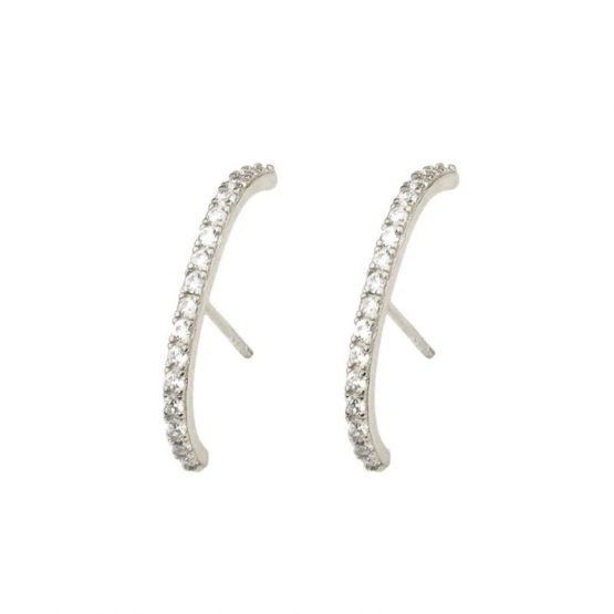 Cercei half hoops cu cristale Zirconia din aliaj Argintiu1 Cercei half hoops cu cristale Zirconia din aliaj Argintiu