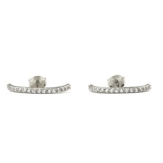 Cercei half hoops cu cristale Zirconia din aliaj Argintiu3 Cercei half hoops cu cristale Zirconia din aliaj Argintiu