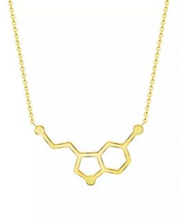Lantisor cu pandantiv molecula serotonina din aliaj Auriu