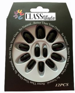 Set 12 unghii false autoadezive press-on French Negru