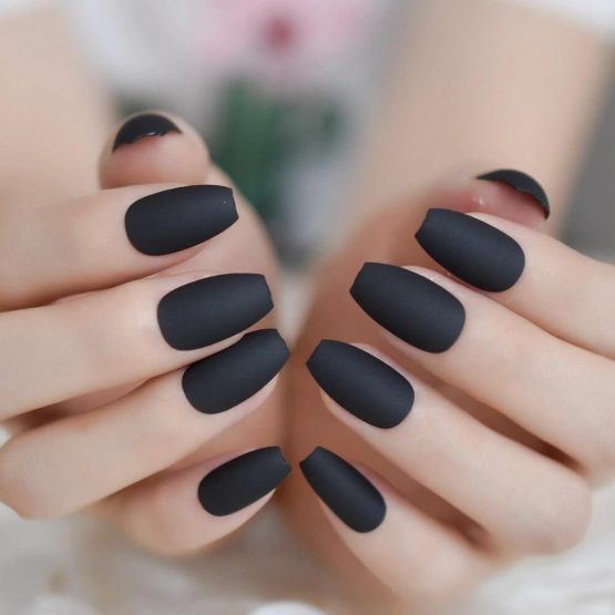 Set 24 unghii false Instant Nails Balerina Mat Negru