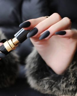 Set 24 unghii false Instant Nails Migdala Mat Negru