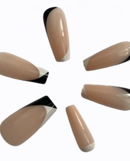 Set 24 tipsuri unghii false French Alb Negru