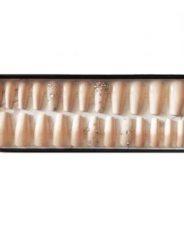 Set 24 unghii false autoadezive Balerina strasuri French Bej