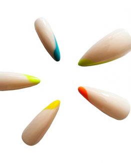 Set 24 unghii false autoadezive stiletto French Neon
