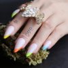 Set 24 unghii false autoadezive stiletto French Neon