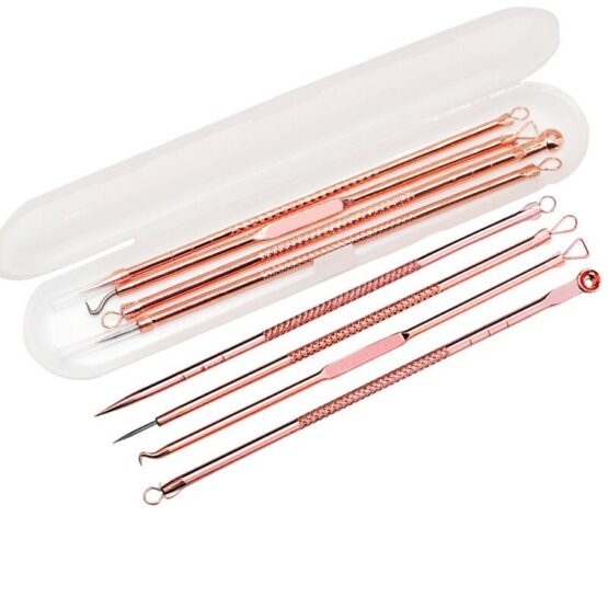 Set 4 piese din otel inoxidabil pentru curatarea tenului Rose4 Set 4 piese din otel inoxidabil pentru curatarea tenului Rose