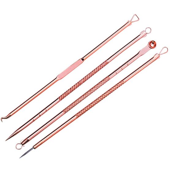 Set 4 piese din otel inoxidabil pentru curatarea tenului Rose5 Set 4 piese din otel inoxidabil pentru curatarea tenului Rose