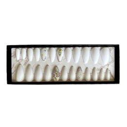 Set 24 unghii false press ON Balerina strasuri glossy White