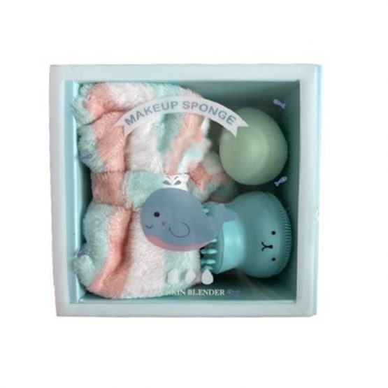 Set spa curatare ten cu bentita, aparat din silicon, buretel blender Blue