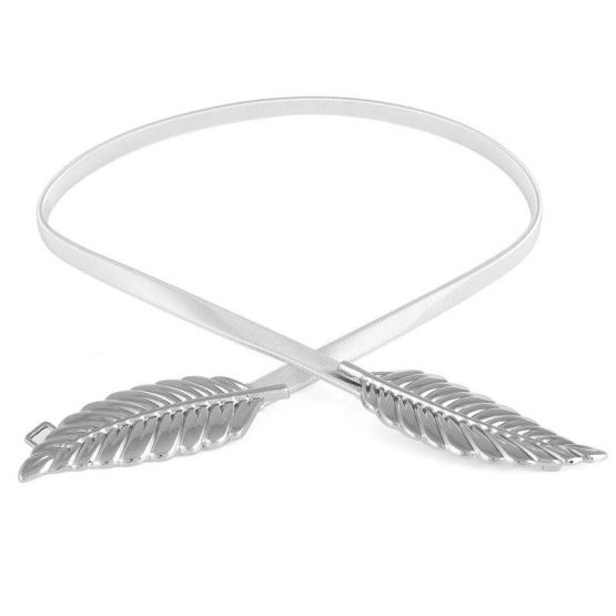 Curea elastica cu catarama metalica tip frunze aliaj Argintiu