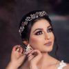 Diadema par cu model flori si frunze cristale si perle Auriu