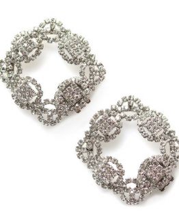 Set 2 clipsuri pantofi brosa patrata Manolo cristale Argintiu