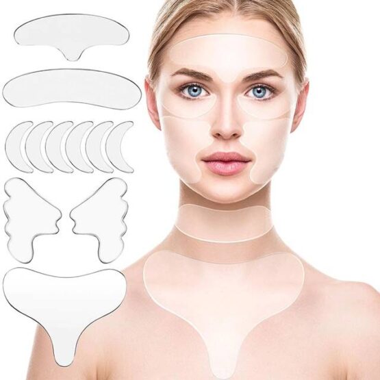 Set de 11 plasturi antirid si antiaging din silicon Transparent1 Set de 11 plasturi antirid si antiaging din silicon Transparent