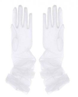 Manusi mireasa tulle lungi tip dantela marime universala Alb