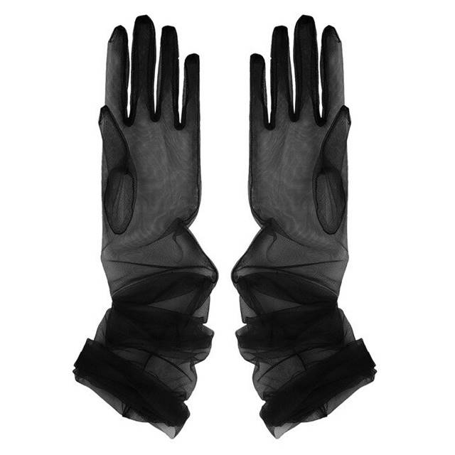 Manusi tip dantela tulle lungi marime universala Negru