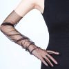 Manusi tip dantela tulle lungi marime universala Negru