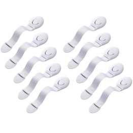 Set 10 bucati siguranta usi ajustabile cu adeziv Alb