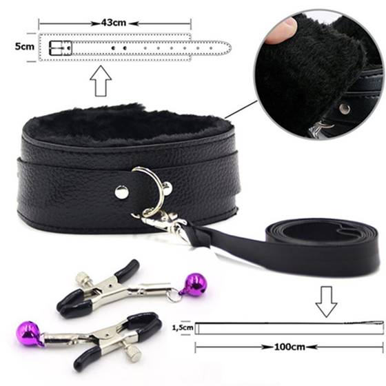 Set 10 jucarii erotice piele ecologica BDSM Negru