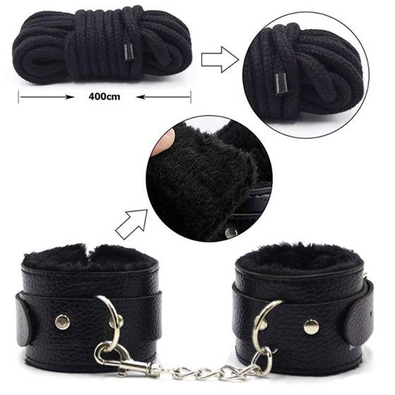Set 10 jucarii erotice piele ecologica BDSM Negru