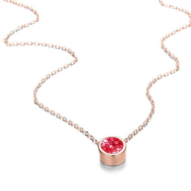 Lantisor Turmalina luna Octombrie cu cristal Roz aliaj Rose Gold