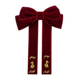 Brosa funda supradimensionata din catifea cu aplicatii aurii Burgundy Brosa funda supradimensionata din catifea cu aplicatii aurii Burgundy