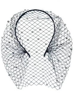 Coronita cu voaleta cu cristale si strasuri Negru3