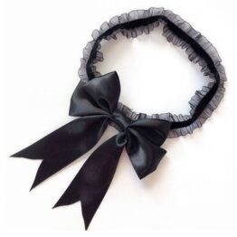 Jartiera elastica 25 cm cu fundita satin si voal Negru Jartiera elastica 25 cm cu fundita satin si voal Negru