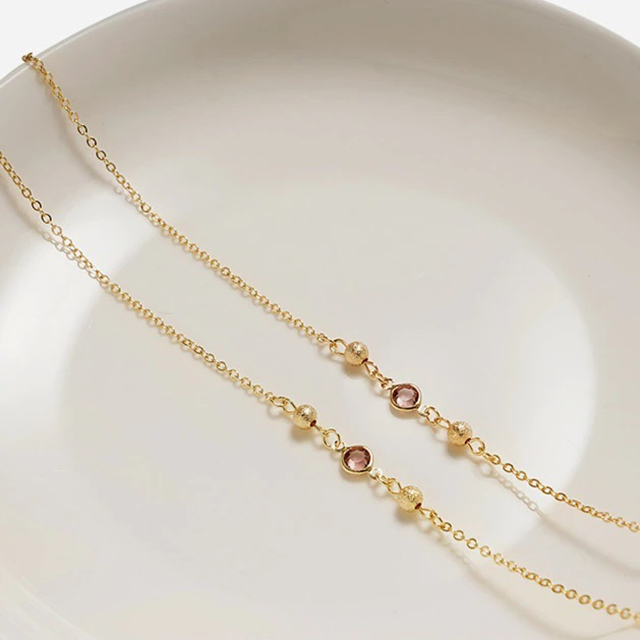 Lant ochelari aliaj metalic cu cristale si strasuri Gold