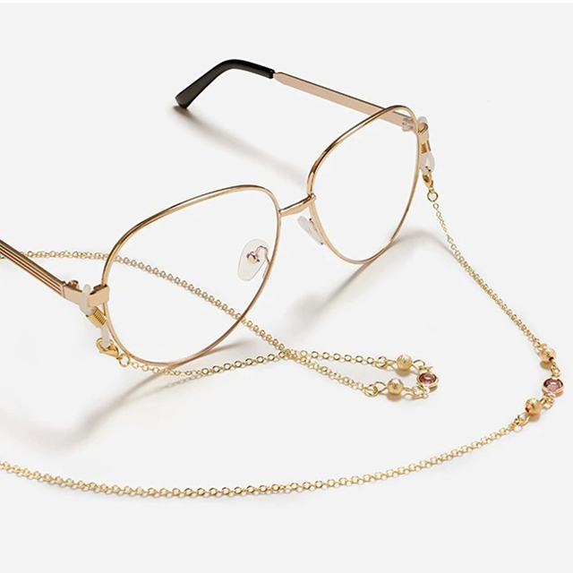 Lant ochelari aliaj metalic cu cristale si strasuri Gold