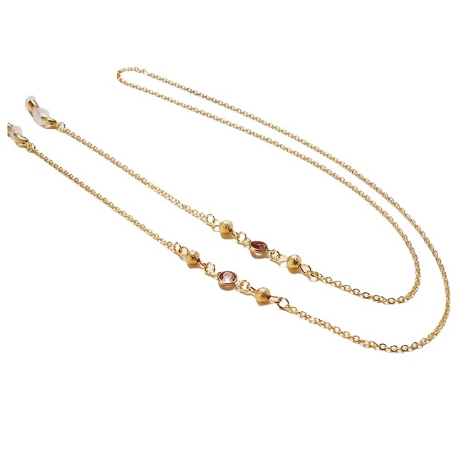 Lant ochelari aliaj metalic cu cristale si strasuri Gold