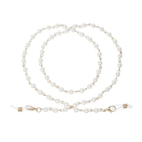 Lant ochelari din aliaj metalic cu perle WhiteGold1 Lant ochelari din aliaj metalic cu perle WhiteGold