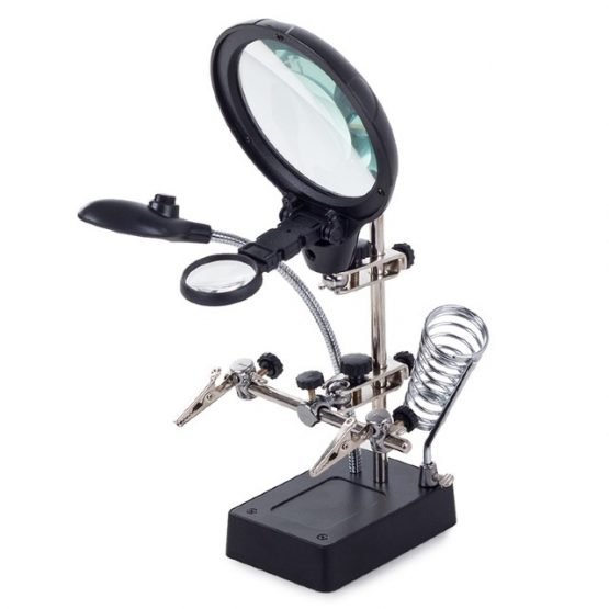 Lupa de masa cu iluminare LED si clesti de sustinere Negru6 Lupa de masa cu iluminare LED si clesti de sustinere Negru