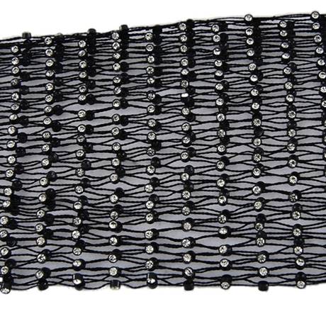 Pantaloni plasa cu strasuri lungime 115 cm Negru