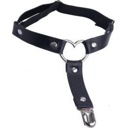Portjartier piele cu inima marime universala Black2 Portjartier piele cu inima marime universala Black